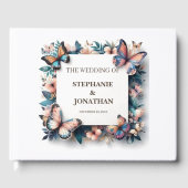 Custom Navy Blue Rustic Wedding Guest Book Gästebuch (Vorderseite)