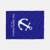 Custom Navy Blue und White Nautical Anchor Blanket Fleecedecke (Vorderseite (Horizontal))