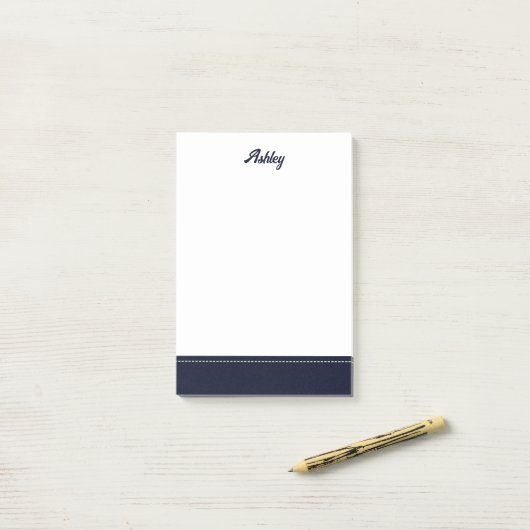 Custom navy blue white personalized preppy stylish post-it klebezettel (Auf Schreibtisch)