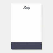 Custom navy blue white personalized preppy stylish post-it klebezettel (Vorderseite)