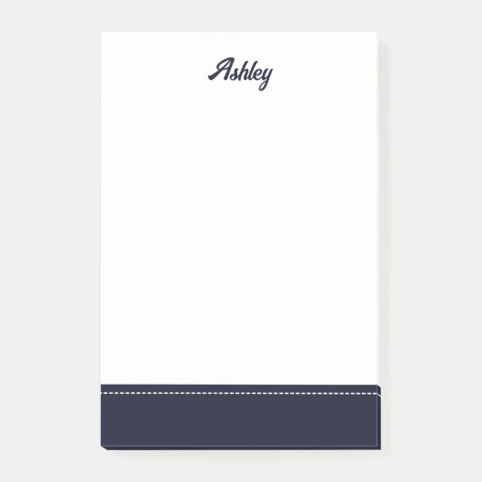 Custom navy blue white personalized preppy stylish post-it klebezettel (Vorderseite)