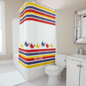 Custom Navy Blue Yellow WHALE Stripe nautisch Duschvorhang (Beispiel)