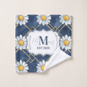 Custom Navy Daisy Gingham Monogram Decor Badhandtuch Set (Waschlappen)