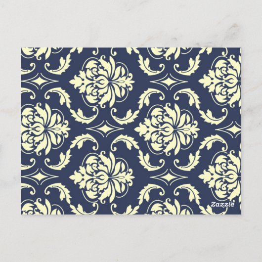 Custom Navy Damask Wedding Tischnummer 2 (Rückseite)