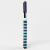 Custom Navy Dark Blue White Aqua Türkis Stripes Case-Mate iPhone Hülle (Hinten/Rechts)