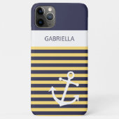 Custom Navy Dunkelblau Weiße sonnige Gelbe Streife Case-Mate iPhone Hülle (Rückseite)