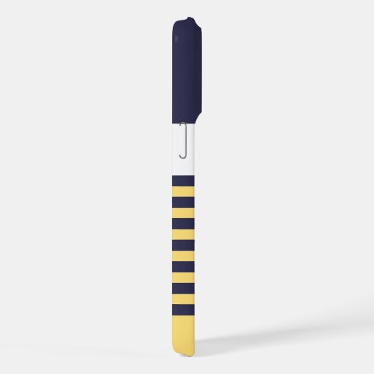 Custom Navy Dunkelblau Weiße sonnige Gelbe Streife iPhone Hülle (Rechte Seite)