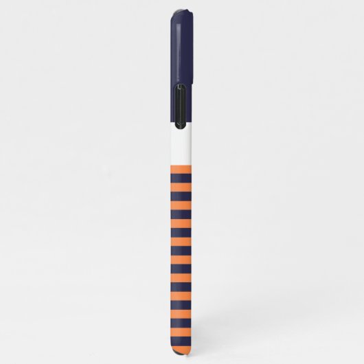 Custom Navy Dunkelblau Weiße sonnige Orangenstreif iPhone Hülle (Rechte Seite)
