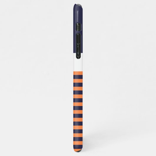 Custom Navy Dunkelblau Weiße sonnige Orangenstreif iPhone Hülle (Linke Seite)