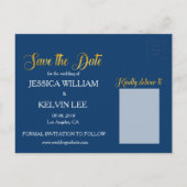 Custom Navy Gold Foil Confetti Save the Date Ankündigungspostkarte (Rückseite)