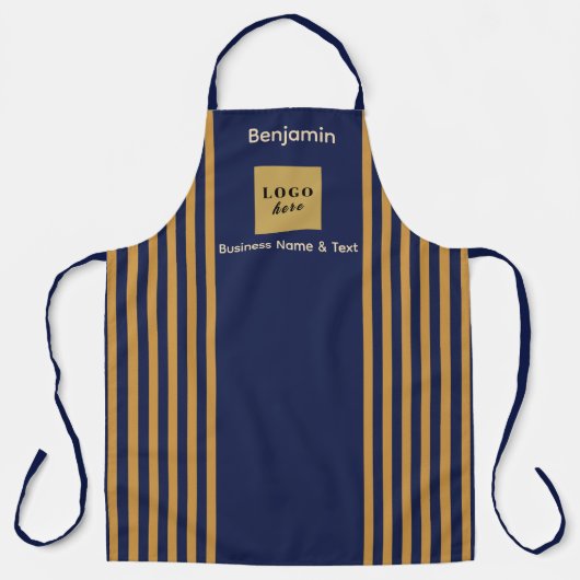 Custom Navy & Gold Strip Schürze (Vorderseite)