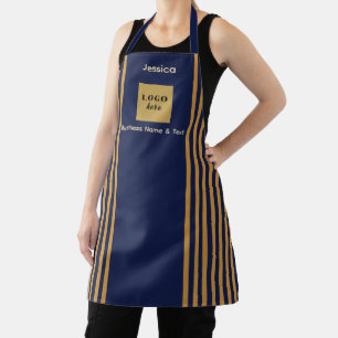 Custom Navy & Gold Strip Schürze