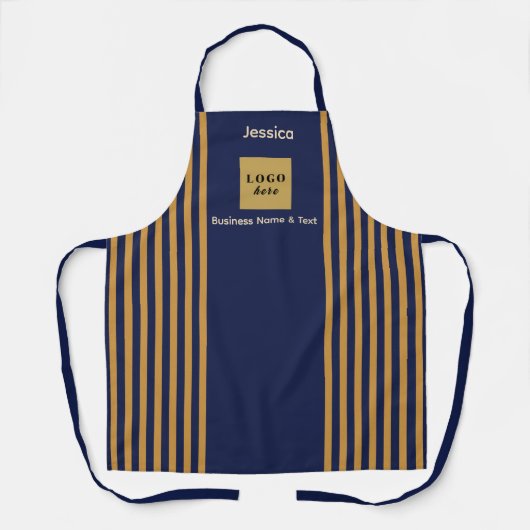 Custom Navy & Gold Strip Schürze (Vorderseite)