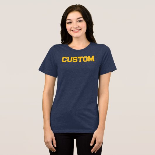 Custom Navy & Gold Women's University Tri-Blend Shirt (Vorderseite voll)
