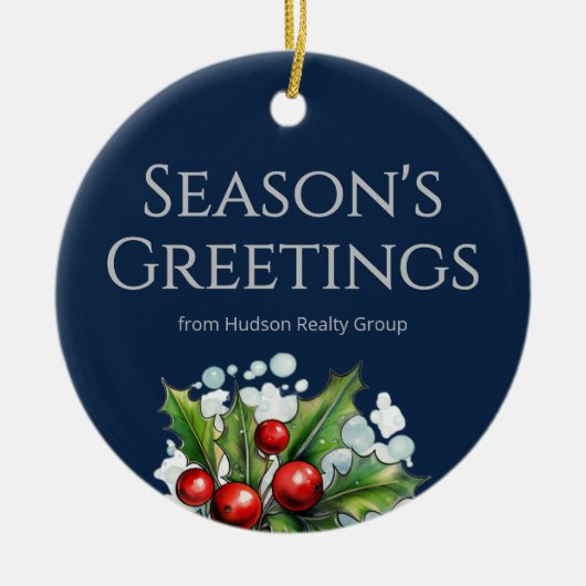 Custom Navy Realtor Ornament with Logo (Vorne)