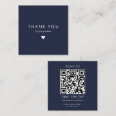 Custom Navy Typografy Business QR Code Vielen Dank Rabattkarte (Vorne/Hinten)