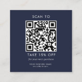 Custom Navy Typografy Business QR Code Vielen Dank Rabattkarte (Rückseite)