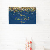 Custom Navy White Gold Birthday Party Photo Booth Banner (InSitu)