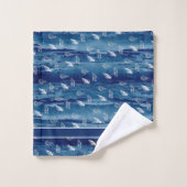 Custom Navy White Nautical Seashell Badezimmer Badhandtuch Set (Waschlappen)