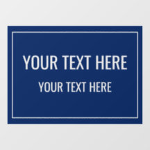 Custom Navy Window Cling with Your Text