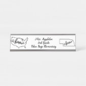 Custom Nebraska Staat US Zuhause Line Art Schreibtischnamensplakette (Vorderseite )