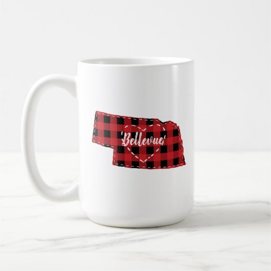 Custom Nebraska Zuhause Staat Buffalo Karierte Wei Kaffeetasse (Links)