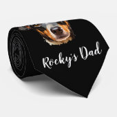 Custom Necktie - "Dog Vater Name with Dog Foto Krawatte (Gerollt)