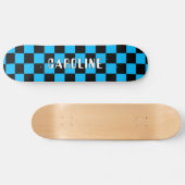 Custom Neon Blue Abstrakt Geometric Art Skateboard (Horizontal)
