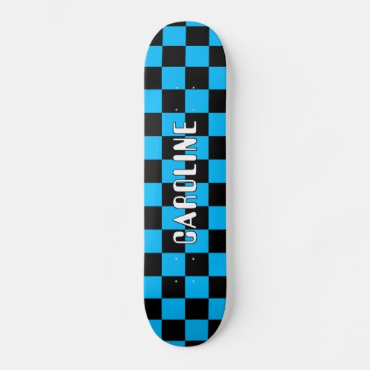 Custom Neon Blue Abstrakt Geometric Art Skateboard (Vorderseite)