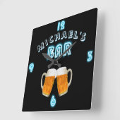 Custom Neon Clock BAR DEN TAVERN ManCave Mens Quadratische Wanduhr (Winkel)