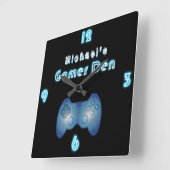 Custom Neon Clock Gamers Den ManCave Boys Room Quadratische Wanduhr (Winkel)