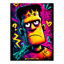 Custom Neon Frankenstein Retro Halloween Design