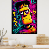 Custom Neon Frankenstein Retro Halloween Design Poster (Küche)
