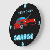 Custom NEON GARAGE Clock ADD Business Name Cars 3 Große Wanduhr (Winkel)