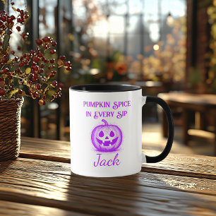 Custom Neon Halloween - Lila Pumpkin-Design Tasse