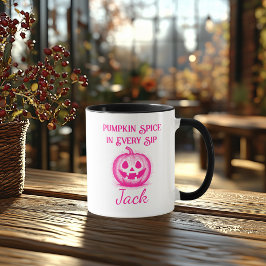 Custom Neon Halloween - Pink Pumpkin Design Tasse