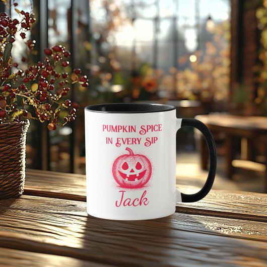 Custom Neon Halloween - Red Pumpkin Design Tasse