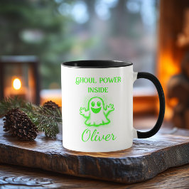 Custom Neon Halloween Tasse - Green Ghost Design