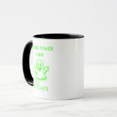 Custom Neon Halloween Tasse - Green Ghost Design (Vorderseite Links)
