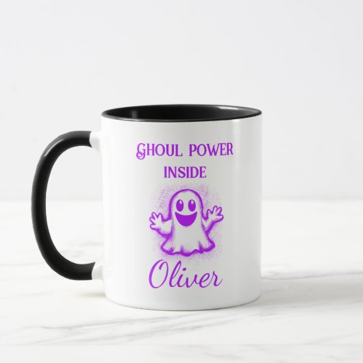Custom Neon Halloween Tasse - Lila Ghost Design (Links)