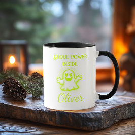 Custom Neon Halloween Tasse - Limon Ghost Design