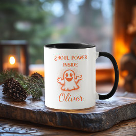 Custom Neon Halloween Tasse - Orange Ghost Design