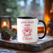 Custom Neon Halloween Tasse - Red Ghost Design
