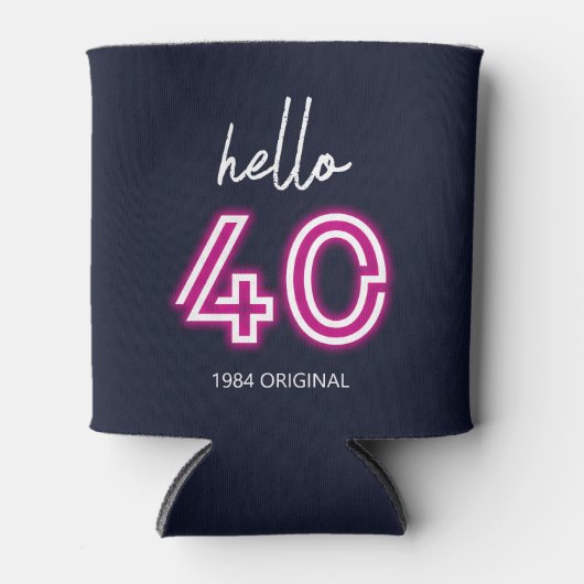 Custom Neon Hello Forty Birthday Dosenkühler (Vorderseite)