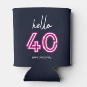 Custom Neon Hello Forty Birthday Dosenkühler (Rückseite)