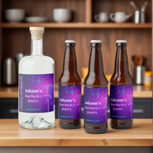 Custom Neon Karaoke Night Bachelor Party Alkoholflaschenetikett