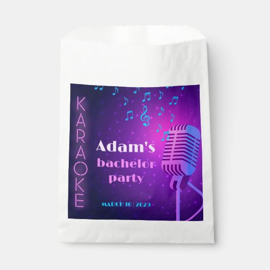 Custom Neon Karaoke Night Bachelor Party Geschenktütchen (Vorderseite)
