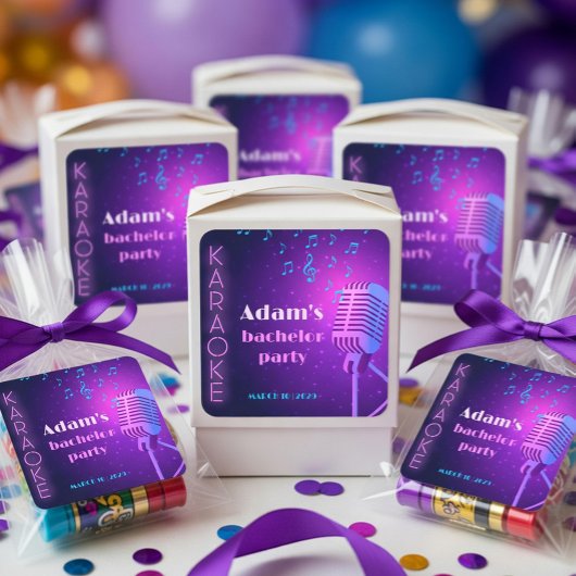 Custom Neon Karaoke Night Bachelor Party Quadratischer Aufkleber