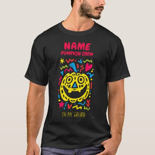 Custom Neon Pumpkin Pop Art Funny Halloween T-Shirt (Vorderseite)