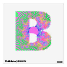 Custom Neon Rainbow Sunburst Letter B Decal